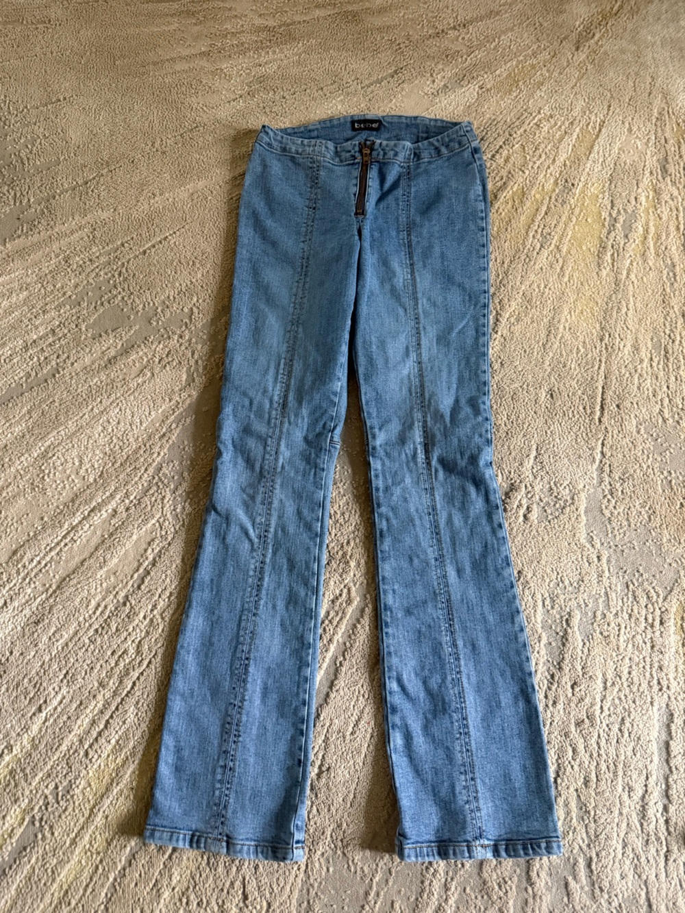 Bebe Y2K jeans flare boot cut low rise zip front 28